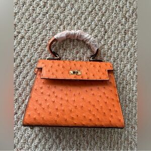 Orange Textured Women's Handbag